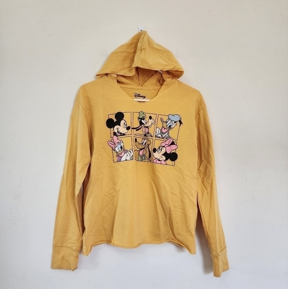 Disney's Micky & Friends Long Sleeve Hooded Sweatshirt in Yellow size Medium - Picture 1 of 5